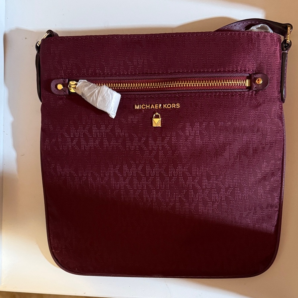Michael Kors Nylon Kelsey Deep Red Crossbody Bag